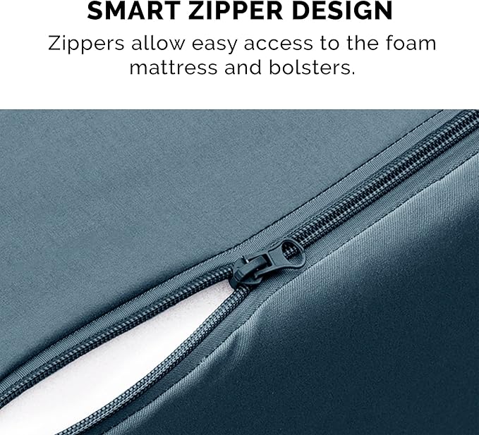 Furhaven Cooling Gel Dog Bed for Large Dogs w/ Removable Bolsters & Washable Cover, For Dogs Up to 95 lbs - Pinsonic Quilted Paw L Shaped Chaise - Bluestone, Jumbo/XL