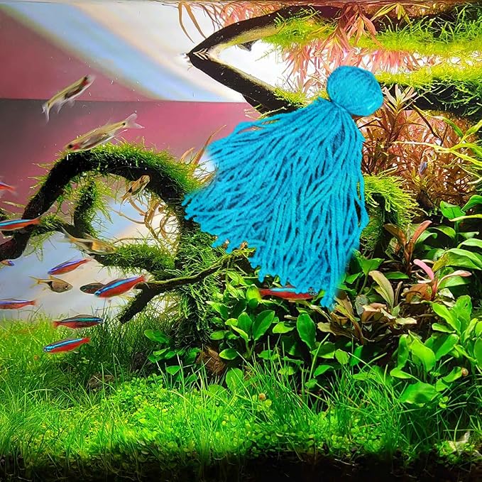 Fish Breeder Spawning Mop for Fish Tank, Floating Fish Breeding Mop for Egg Laying, Blue