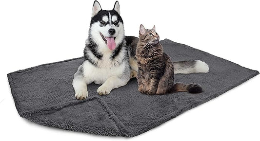 PetAmi Fluffy Waterproof Dog Blanket Fleece | Soft Warm Pet Fleece Throw for Large Dogs and Cats | Fuzzy Furry Plush Sherpa Throw Furniture Protector Sofa Couch Bed (Grey, 60x80)