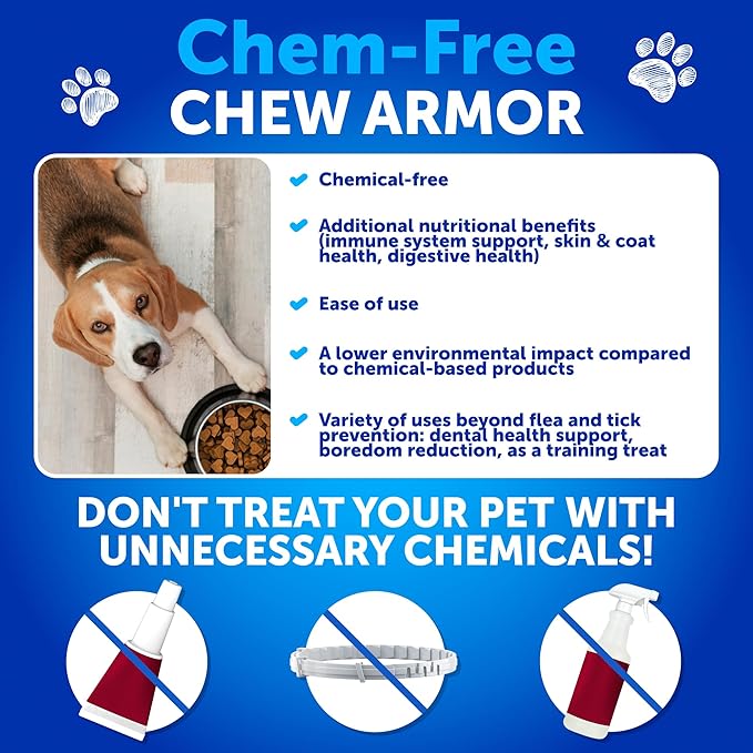 Flea and Tick Prevention for Dogs Chewables - Made in USA - Flea and Tick Chewables for Dogs - Natural Flea and Tick Supplement for Dogs - Oral Flea Pills for Dogs - Pest Defense - All Breeds & Ages