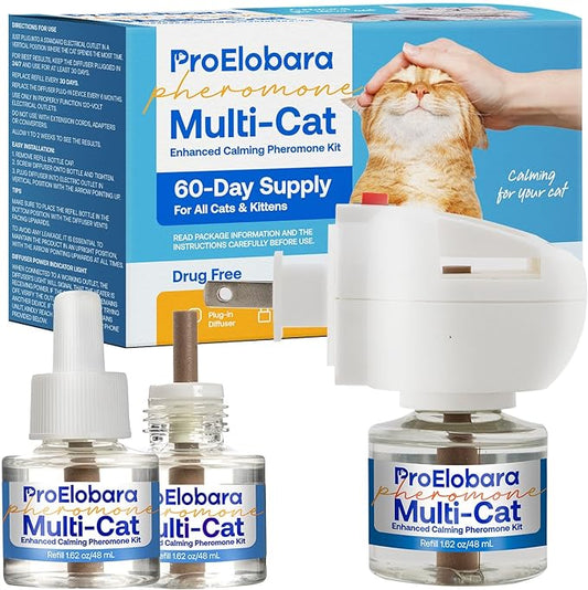 Cat Calming Pheromone Diffuser: Cat Calming Pheromones Diffusers for Multicat - Reduces Stress and Anxiety with Calming Pheromones - Helps Control Bad Behavior with Calm Pheromone 1 Pack/60 Day Supply