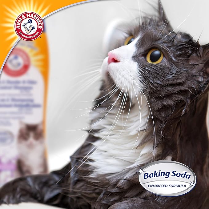 Arm & Hammer 2-in-1 Deodorizing & Dander Reducing Shampoo for Cats, Dander Remover for Dander and Odors, Baking Soda Moisturizes and Deodorizes, Lavender Chamomile Scent, 20 Fl Oz (Pack of 1)