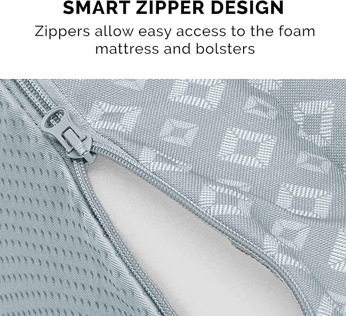 Furhaven Cozy Orthopedic Dog Bed for Large Dogs w/ Removable Bolsters & Washable Cover, For Dogs Up to 95 lbs - Plush & Diamond Print Nest Top Sofa - Gray, Jumbo/XL