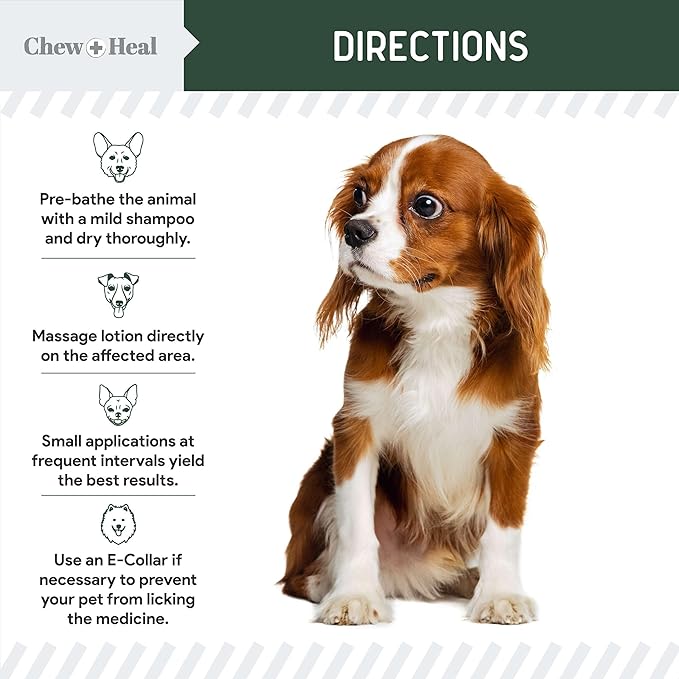 Chew + Heal Labs Hydrocortisone Lotion for Dogs - 4 oz Anti Itch Cream for Irritated Skin, Flea Bites, Itching, and More - Made in The USA