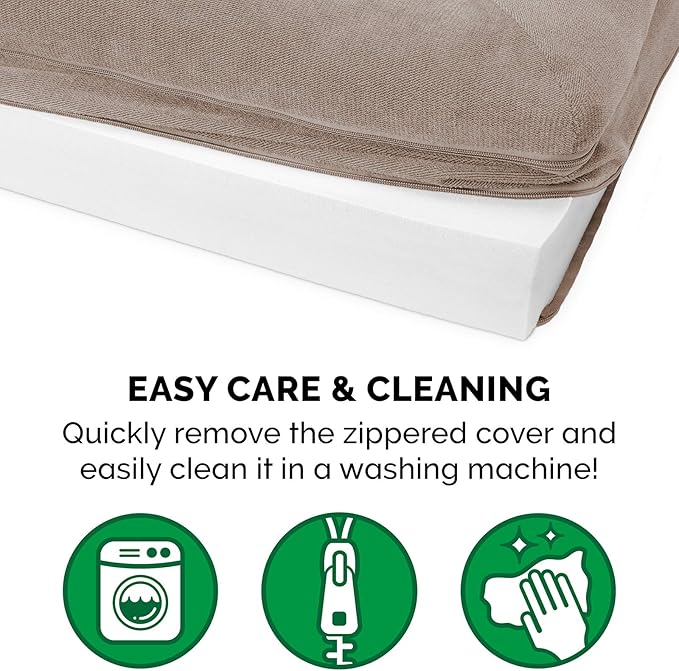 Furhaven Orthopedic Dog Bed for Large Dogs w/ Removable Bolsters & Washable Cover, For Dogs Up to 125 lbs - Sherpa & Chenille Sofa - Cream, Jumbo Plus/XXL