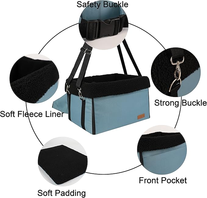 Apollo Walker Dog Car Seats Dog Booster Seat with Removable Fleece Liner Foldable Design for Small Pets(Blue)