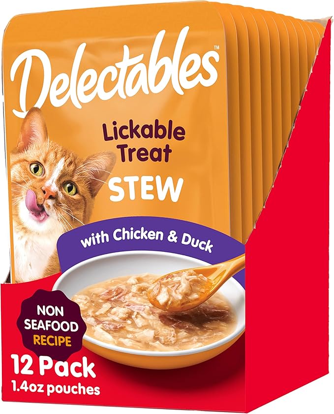 Hartz Delectables Non-Seafood Stew Lickable Wet Cat Treats, Chicken & Duck, 1.4 Ounce (Pack of 12)