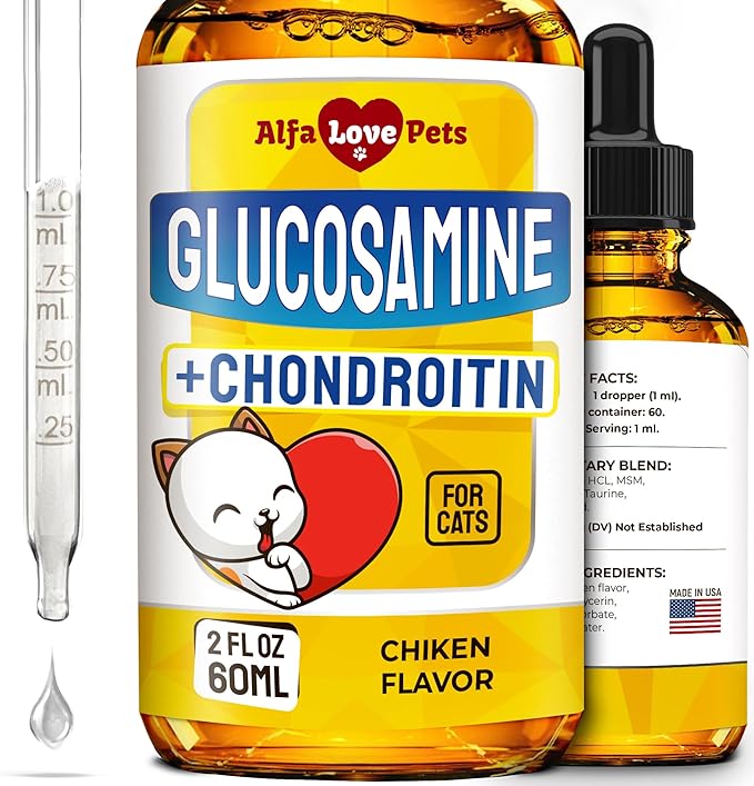 Glucosamine for Cats ✿ Cat Joint Supplement ✿ Cat Glucosamine ✿ Joint Supplement for Cats ✿ Glucosamine for Cats Liquid ✿ Glucosamine Chondroitin for Cats ✿ Chicken Flavor ✿ 2 Oz