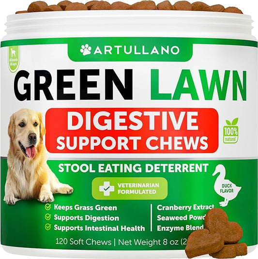 Grass Burn Spot Chews for Dogs - Dog Pee Lawn Spot Saver Caused by Dog Urine - Grass Treatment Rocks - Dog Urine Neutralizer for Lawn - Probiotics & Digestive Enzymes Supplement