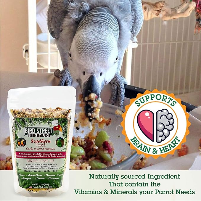Parrot Food Sample 4 Pack - Parakeet Food - Cockatiel Food - Bird Food - Cooks in 3-15 min w/Natural & Organic Grains - Healthy, Non-GMO Fruits, Healthy Orientated Spices