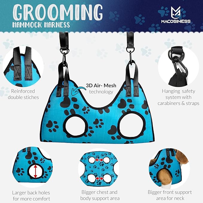 Dog Grooming Hammock for Nail Trimming - Dog Grooming Hammock Harness for Cats Dogs - Pet Grooming Hammock - Dog Nail Clipper - Dog Hammock - Dog Grooming Table - Dog Sling- Dog Grooming Harness