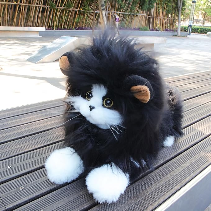 Lion Mane Wig for Cat Costume Pet Adjustable Washable Comfortable Fancy Lion Hair Cat Clothes Dress for Halloween Christmas Easter Festival Party Activity (Small, Black)