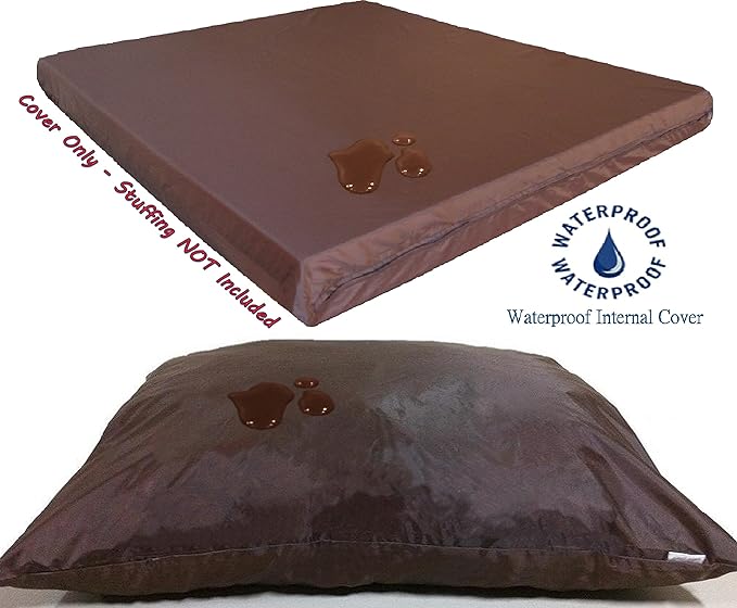 Dogbed4less DIY Pet Bed Pillow Brown MicroSuede Duvet Cover and Waterproof Internal case for Dog at 47X29X4 Inch - Covers only