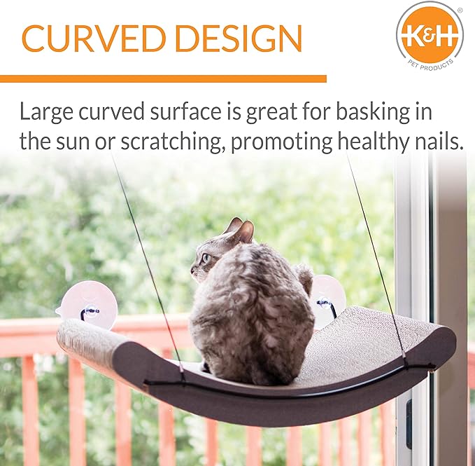 K&H Pet Products EZ Mount Cat Scratcher Kitty Sill Cradle Window Sill Cat Bed, Cat Window Bed Cat Furniture Cat Window Hammock, Sturdy Cat Window Perch for Large Cats, Cat Hammock for Window Cat Perch