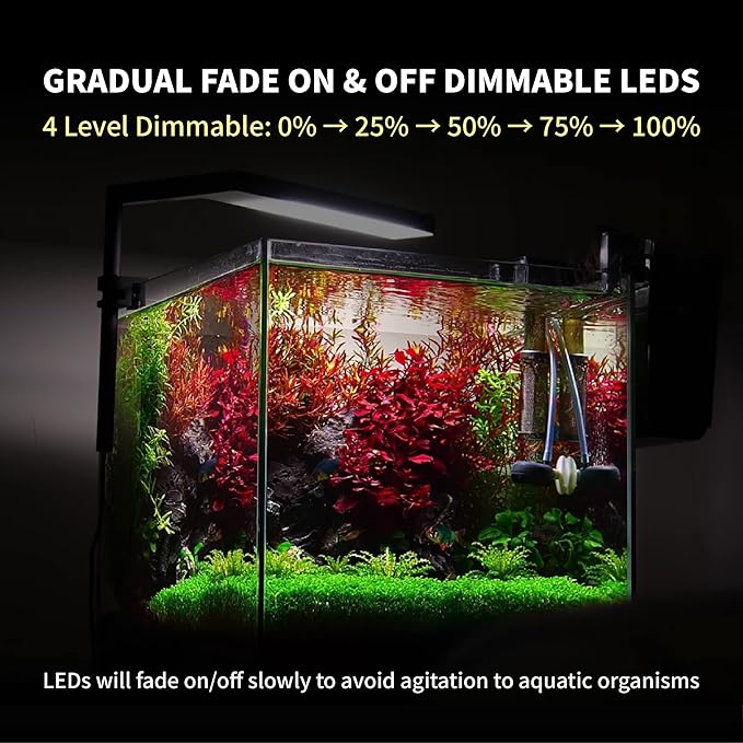 ONF Flat Nano Full Spectrum LED Aquarium Light, Dimmable 7000K / 1300lm, for <10 Gallons Rimless Fish Tanks, Freshwater Aquatic Plant Growth, Terrarium Spotlight, Potted Plant IP54 Waterproof (Silver)