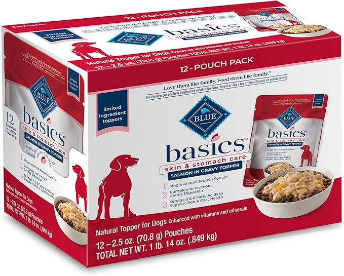 Blue Buffalo Basics LID Grain Free Salmon Adult Dog 2.5oz Pouch (Pack of 12)