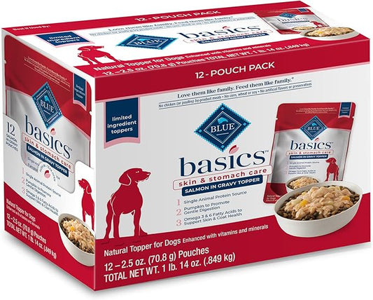 Blue Buffalo Basics LID Grain Free Salmon Adult Dog 2.5oz Pouch (Pack of 12)