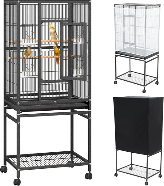 YITAHOME 53 inches Birdcage Cover and Bird Cage Seed Catcher, Bird Cages for Parakeets, Parrot, Cockatiel, Pigeon, Flight cage for Birds