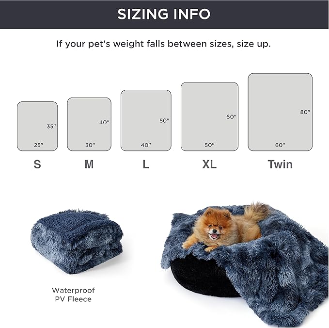 Bedsure Waterproof Dog Blankets for Large Dogs - Calming Cat Blanket for Couch Protector Washable, Long Faux Fur Pet Throw Blanket for Puppy, Reversible Furniture Protection, 50"x60", Tie-dye Navy