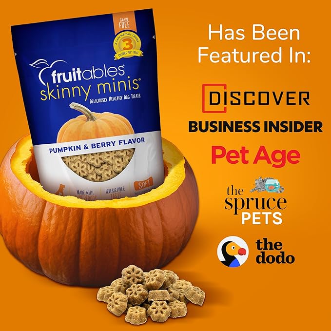 Fruitables Skinny Mini Dog Treats – Healthy Soft Dog Treats – Training Treats – Pumpkin & Berry Flavor – 5 Ounces