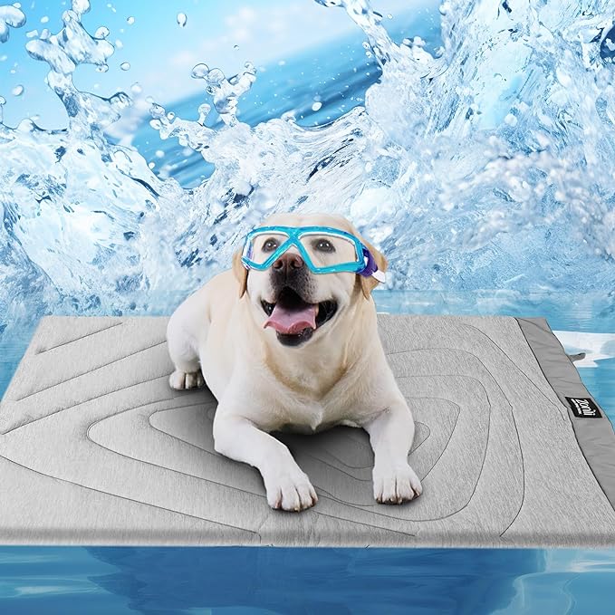 ZonLi Dog Cooling Mat, 59" x 40"Extra Large, Cooling Pad Waterproof, Pet Cool Mats for Dog and Cat use in Crate, Tunk, Camping, Outdoors, Portable, Machine Washable, Durable, without Gel, Pebble Gray