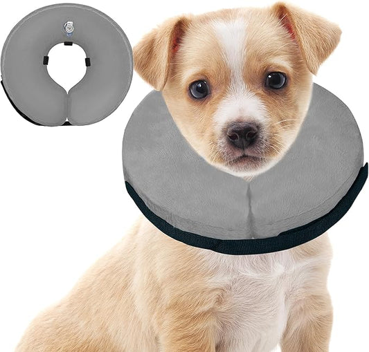 Soft Dog Cone Collar for Large Medium Small Dogs and Cats After Surgery, Inflatable Dog Neck Donut Collar,Inflatable Cat Cone Collar,E-Collar for Dogs Recovery, Dog Cones Alternative (Medium, Grey)