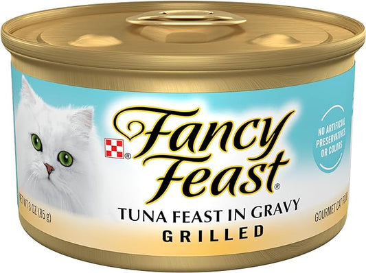 Purina Fancy Feast Grilled Wet Cat Food Tuna Feast in Wet Cat Food Gravy - (Pack of 24) 3 oz. Cans