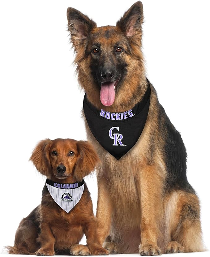 Pets First ROC-3217-L-XL MLB Colorado Rockies Reversible Pet Bandana, Large/X-Large, MLB Team Color