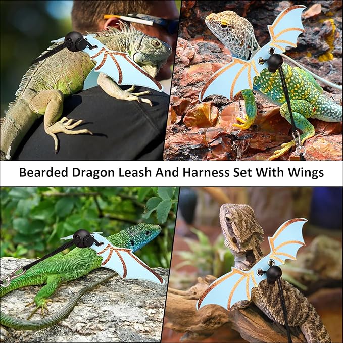 Adjustable Lizard Leather Leash Harness and Bearded Dragon Carriers Sling,Bearded Dragon Harness and Leash Set Soft Spacious Opening for Camping for Outdoor Travel Walking Rest