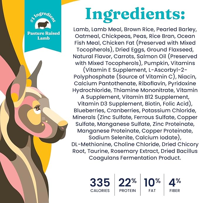 Solid Gold Hund N Flocken - Dry Dog Food w/Lamb, Rice & Pearled Barley - Digestive Probiotics for Dogs - Gut Health & Immune Support - Omega 3, Superfoods & Antioxidants - 24 LB