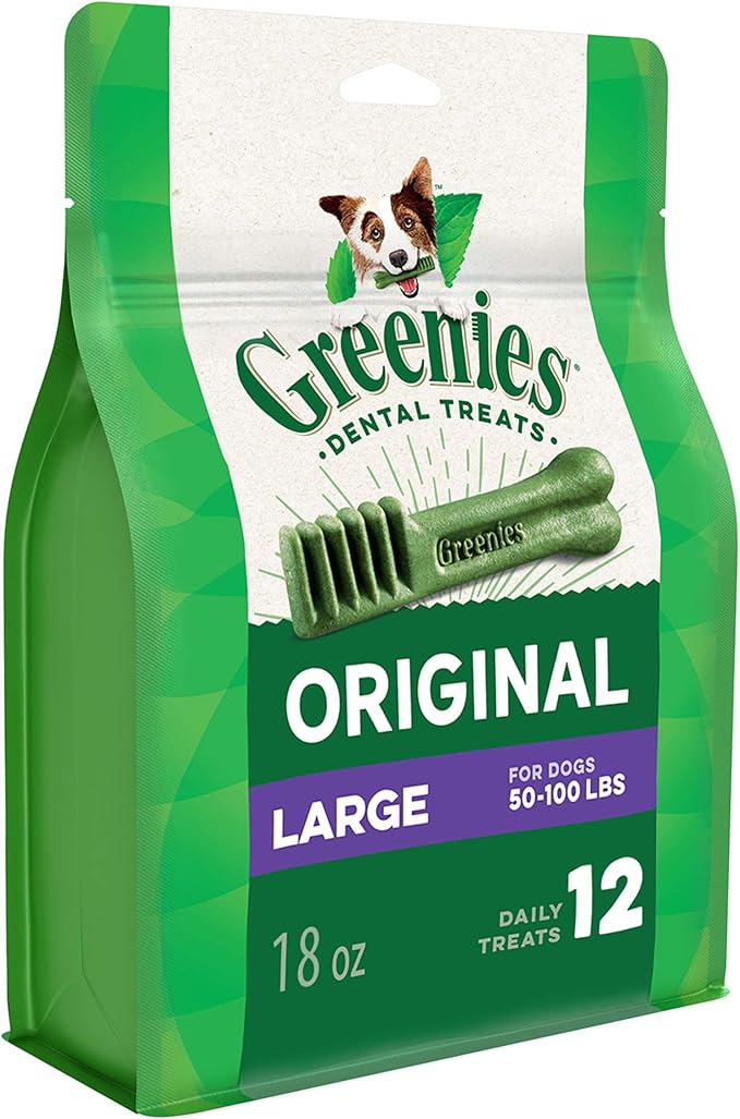 Greenies Original Large Natural Dental Care Dog Treats, 18 oz. Pack (12 Treats)