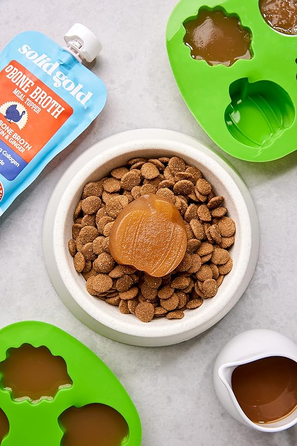 Solid Gold Turkey Bone Broth for Dogs - Grain Free Dog Food Topper Rich in Collagen and Superfoods - Nutrient Dense Dog Gravy Topper for Dry Food - Promotes Gut Health and Hydration - 12 Pack