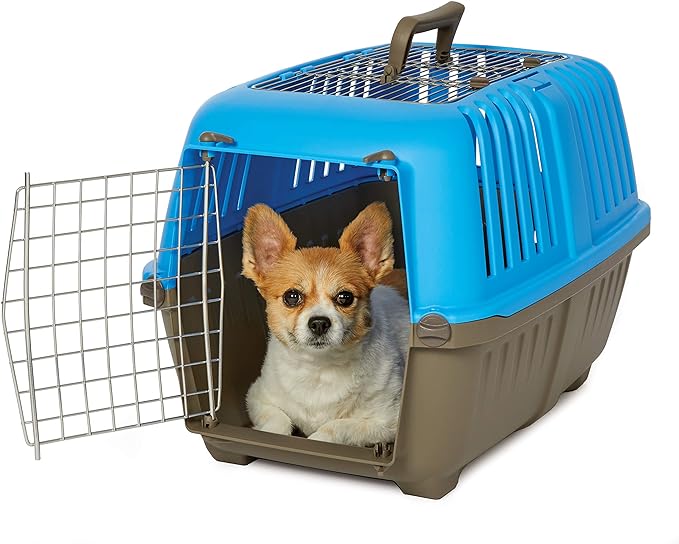 MidWest Homes for Pets Spree Travel Pet Carrier, Dog Carrier Features Easy Assembly and Not The Tedious Nut & Bolt Assembly of Competitors, Ideal for Small Dogs & Cats, Blue, 24-Inch, Top Door