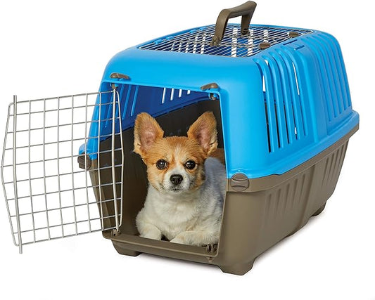 MidWest Homes for Pets Spree Travel Pet Carrier, Dog Carrier Features Easy Assembly and Not The Tedious Nut & Bolt Assembly of Competitors, Ideal for Small Dogs & Cats, Blue, 24-Inch, Top Door