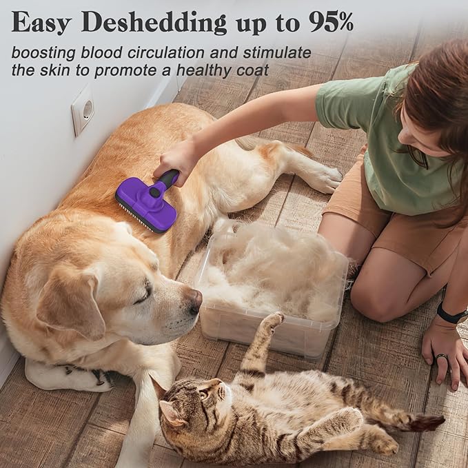 Self Cleaning Slicker Brush for Dogs & Cats, Skin Friendly Grooming Cat Brush, Dog Brush for Shedding, Deshedding Brush, Hair Brush Puppy Brush for Haired Dogs, Pet Supplies, Purple