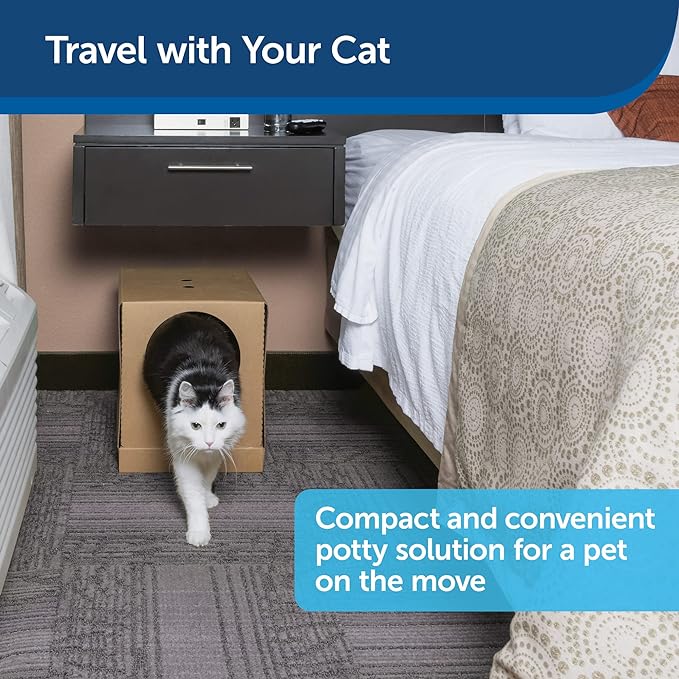 PetSafe Disposable Cat Litter Box - Collapsible Covered Design for Travel - from The Makers of ScoopFree Self Cleaning Litter Box - includes 4.3 lb Premium Blue Original Crystal Cat Litter