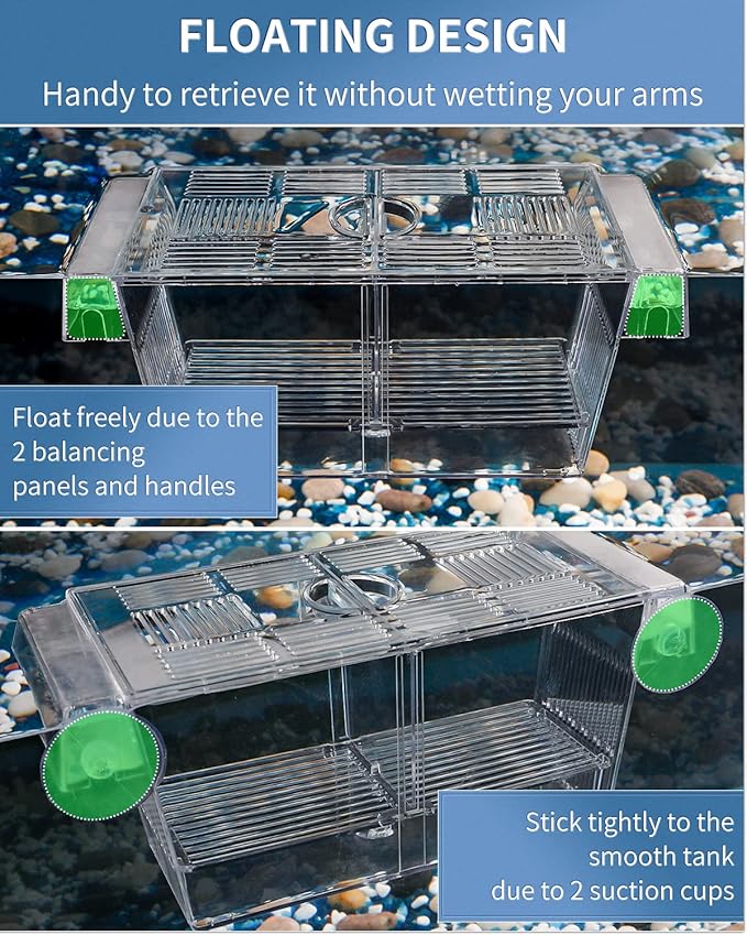 Pawfly Aquarium Fish Breeding Box Acrylic Hatchery Incubator Tank with Suction Cups Large Isolation Box for Baby Fish Shrimp Betta Guppy and Platy