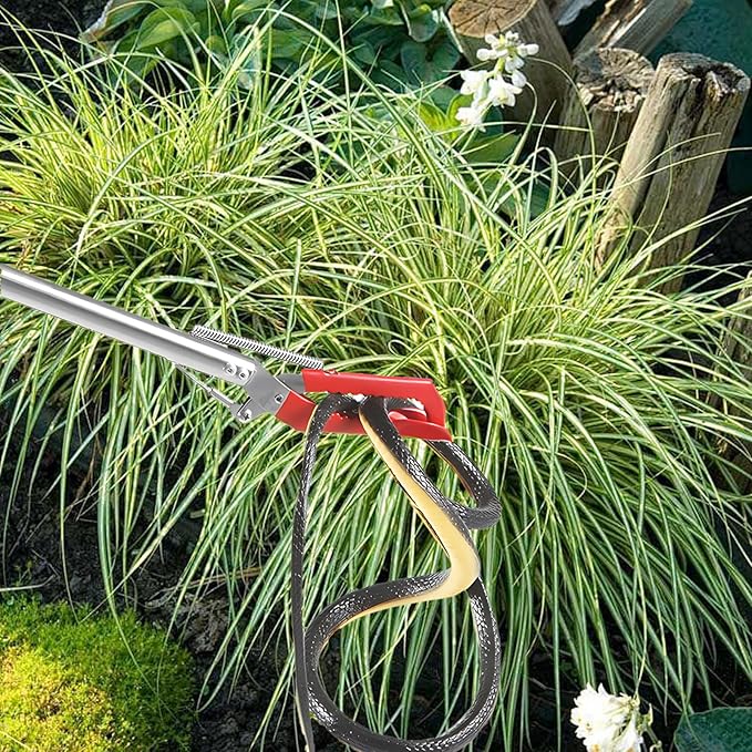 2024 Upgraded 50'' Snake Catcher Grabber, Foldable Snake Grabber Tool with Wide Jaw, Professional Stainless Steel Snake Tongs, Long Reach Grabber with Non-Slip Grip Handle