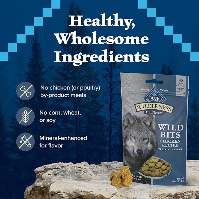 Blue Buffalo Wilderness Wild Bits Soft & Chewy Training Treats for Dogs, Grain-Free, Chicken Recipe, 4-oz. Bag