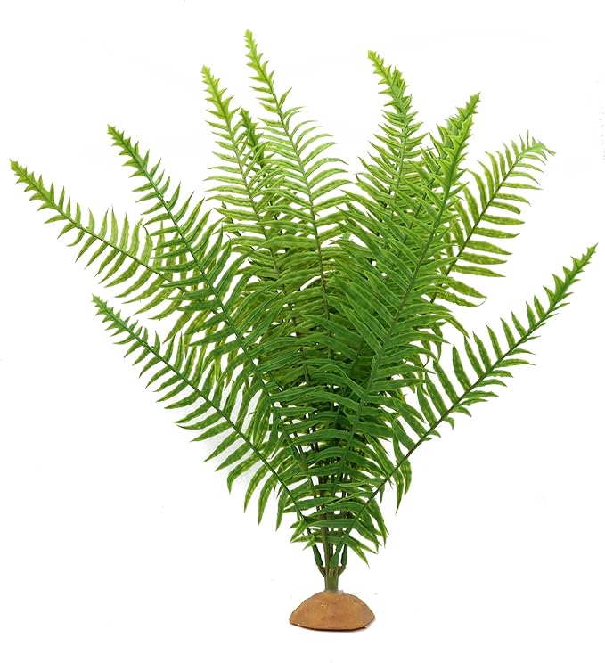 Fake Fern Plants, Reptile Plastic Terrarium Decor, Reptiles Amphibians Tank Accessories for Crested Gecko Leopard Lizard Chameleon (Fern-L)