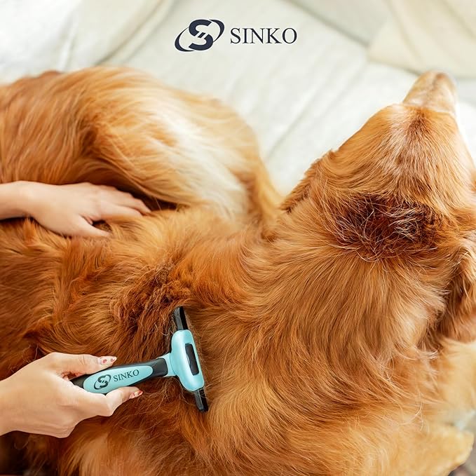 Sinko Deshedding Dog Brush -Professional Dog Deshedding Brush, Dog Brush for Shedding, Pet Deshedding Tool, Cat Deshedding Brush, Fur Deshedding Brush, Pet Hair Remover for Cats and Dogs (Blue)