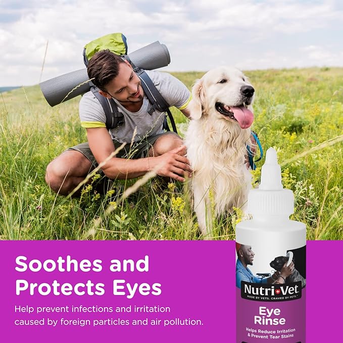 Nutri-Vet Eye Rinse for Dogs - Gentle Formula to Soothe Irritated Eyes and Prevent Tear Stains - 4 oz