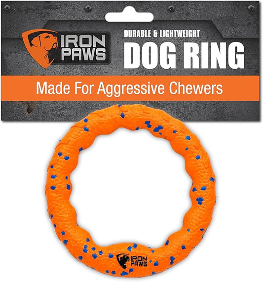 Indestructible Dog Ring Toy, Orange - Tough Dog Pull Toys for Aggressive Chewers, Dog Flying Disc for Fetch, Tug of War and Dog Training