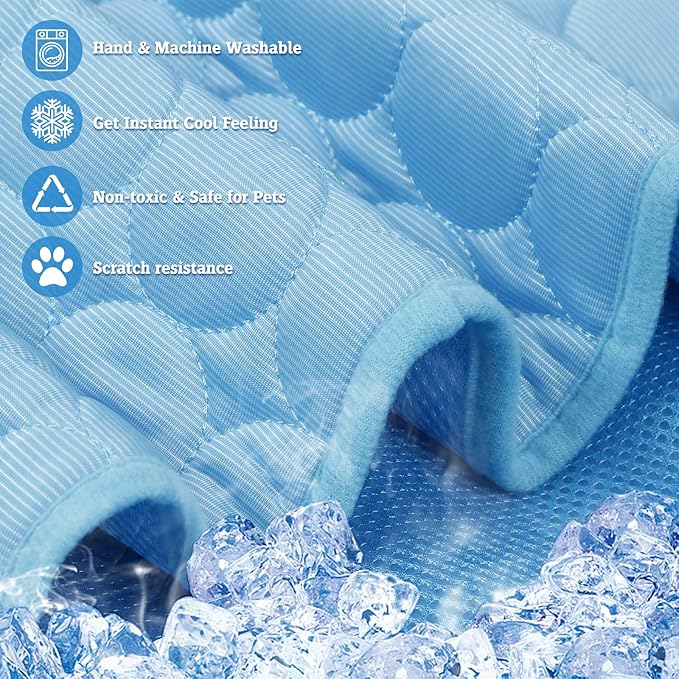 Washable Dog Cooling Mat Ice Silk Cooling Mat for Dogs Pet Self Cooling Pad Blanket Dog Cooling Pad for Indoor & Outdoor Car Seats