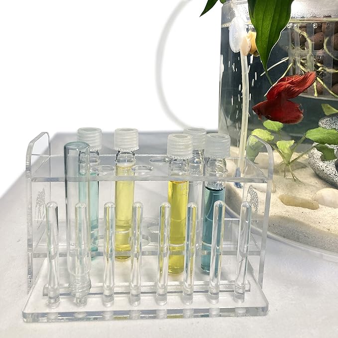 Aquarium Test Tube Holder, Handmade Rack, w/8 Slots and 8 Drying Poles for API and TC Glass Test Tubes