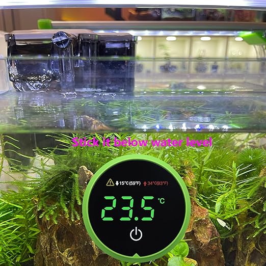 Fish Tank Thermometer Alarm Aquarium Temperature Guage LED Aquarium Thermometer Monitoring Tool Mini Digital Mini Terrarium Tank Turtle Tank Tropical Digital Thermometer Accurate LED Display to ±0.9℉