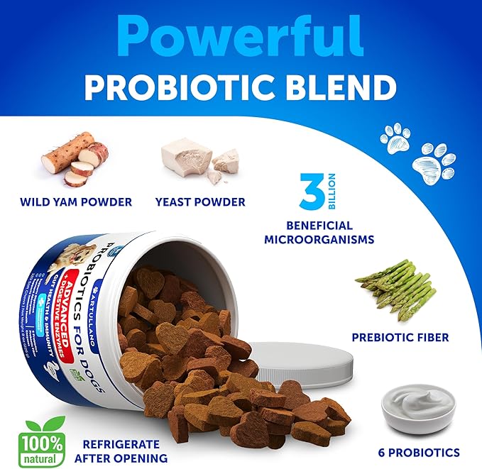 Probiotics for Dogs - Support Gut Health, Itchy Skin, Allergies, Immunity, Yeast Balance - Dog Probiotics and Digestive Enzymes with Prebiotics - Reduce Diarrhea, Gas - 120 Probiotic Chews for Dogs