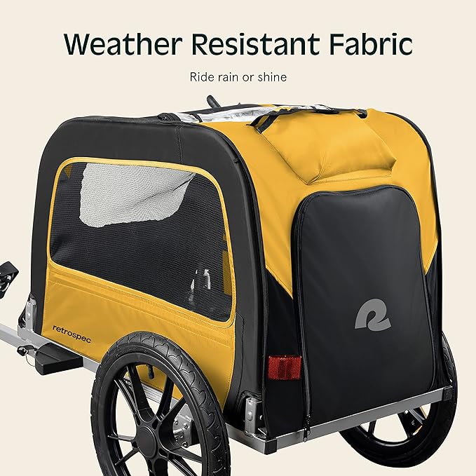 Retrospec Rover Waggin' Pet Bike Trailer - Small & Medium Sized Dogs Bicycle Carrier - Foldable Frame with 16 Inch Wheels - Non-Slip Floor & Internal Leash