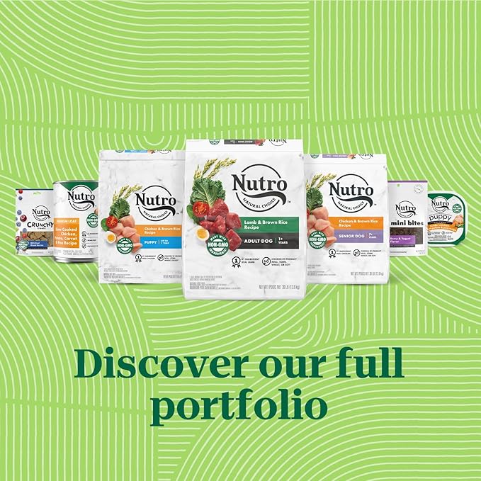 NUTRO PUPPY Grain Free Natural Wet Dog Food Bites in Gravy, Tender Chicken, Sweet Potato & Pea Recipe, 3.5 oz. Trays (Pack of 24)
