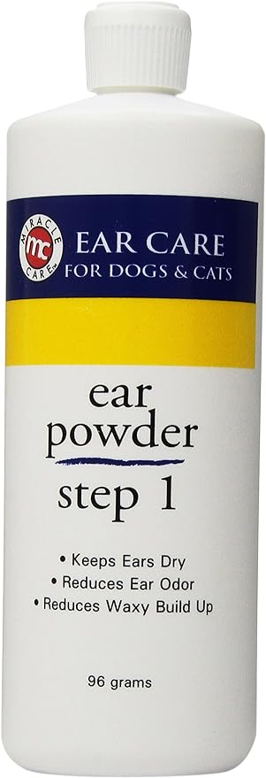 Ear Powder Step 1, 96 Grams, Dog Ear Infection Treatment, Cat & Dog Ear Cleaner Powder for dirt removal